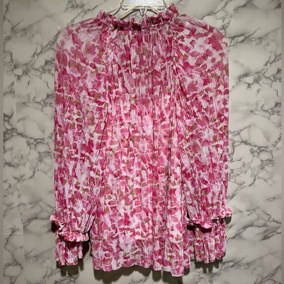 Vince Camuto Pleated Mesh Peasant Blouse - Picture 10 of 12